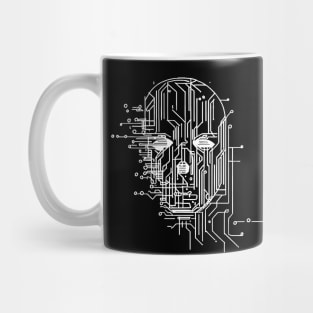 Retro Futuristic Sci-fi Microchip Portrait Mug